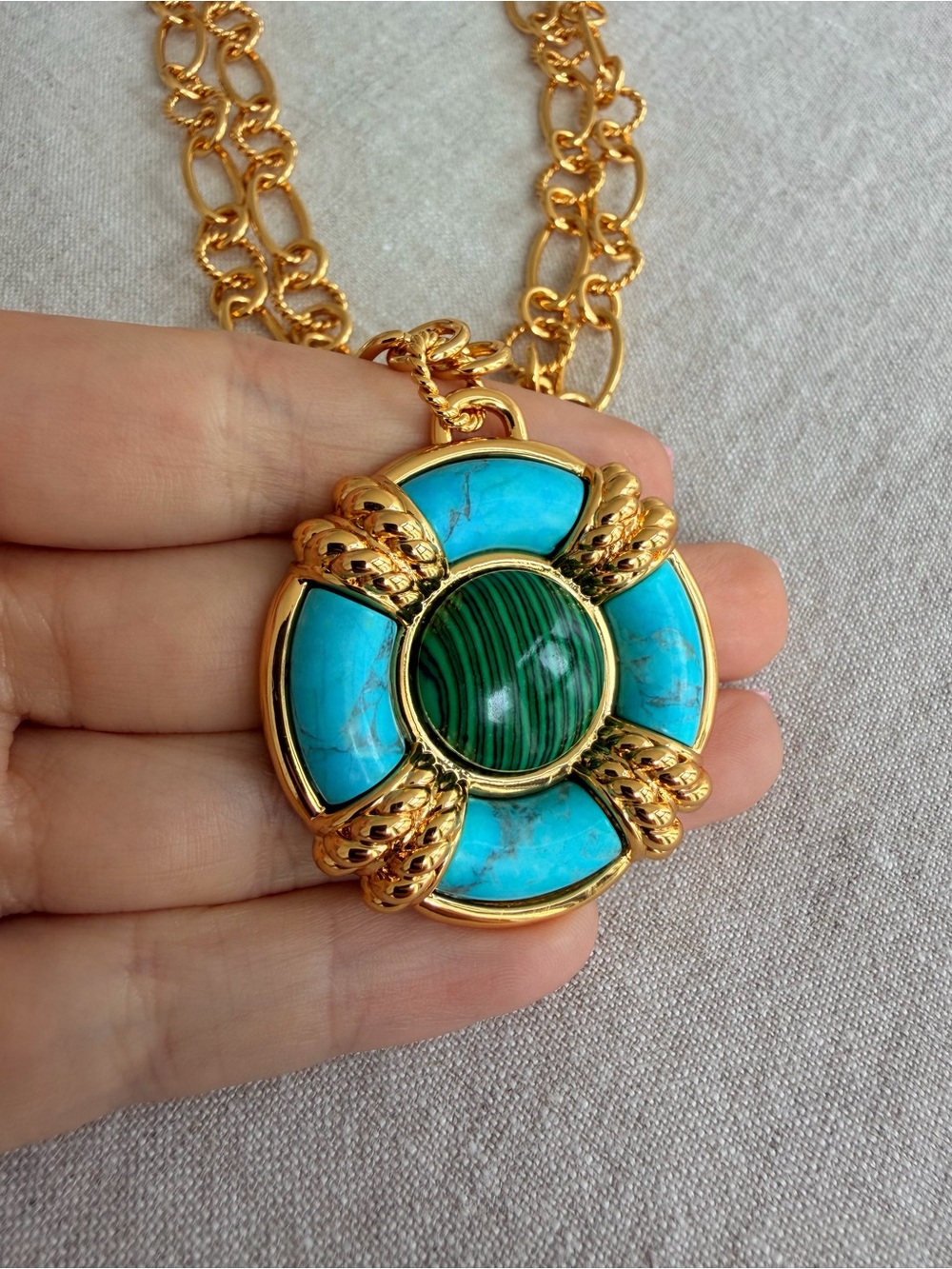 Aurelie Bidermann Turquoise-Colored Pendant Necklace